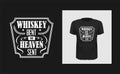 Whiskey t shirt print design. Creative bold typography for black apparel mock up.