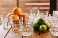 Whiskey table in a restaurant at the entrance. luxurious elegant aperitif in a restaurant on a lined terrace