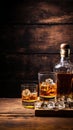 Whiskey themed background in portrait mode with copy space - stock picture backdrop