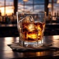 Iced Whiskey Glass: Savoring Smooth Spirits in a Chilled Tumbler. Royalty Free Stock Photo