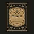 Whiskey Vintage frame border label retro hand drawn engraving an Royalty Free Stock Photo