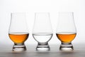Whiskey and Vodka in Crystal Tasting Glasses Royalty Free Stock Photo