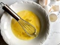 Whisking egg yolks