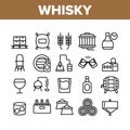 Whisky Alcoholic Drink Collection Icons Set Vector