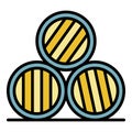 Whisky barrel stack icon color outline vector