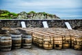 Whisky Barrels by the Sea Royalty Free Stock Photo