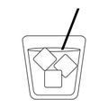 Whisky cup with ice cubes black and white Royalty Free Stock Photo