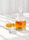 Whisky decanter and rocks glass Royalty Free Stock Photo