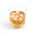 Whisky glass with ice.