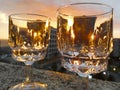 Whisky glasses at border roof Royalty Free Stock Photo