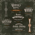 Whisky Labels And Seals On Chalkboard Background