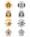 Whisky logo set. Vector alcohol drinks logotypes for distilleries and whiskey bars