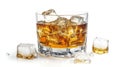 Whisky On The Rocks - Drink with Ice on white background Royalty Free Stock Photo