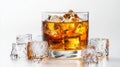Whisky On The Rocks - Drink with Ice on white background Royalty Free Stock Photo