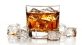 Whisky On The Rocks - Drink with Ice on white background Royalty Free Stock Photo