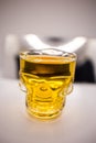 whisky, rum shat in a glass with a canius pattern Royalty Free Stock Photo