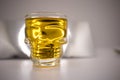 whisky, rum shat in a glass with a canius pattern Royalty Free Stock Photo