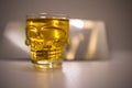whisky, rum shat in a glass with a canius pattern Royalty Free Stock Photo