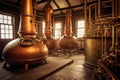 whisky stills in a traditional distillery setting Royalty Free Stock Photo