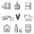 Whisky thin line icons. Industry outline vector signs