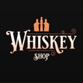 Whisky or whiskey shop logo with whiskey bottles