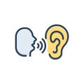 Color illustration icon for whisper, ear and talk