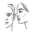 Whisper talk sketch engraving vector