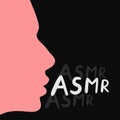 Whispering girl silhouette and ASMR quote Royalty Free Stock Photo