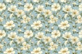 Whispering Petals: White Flowers on Pale Blue Background