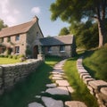 Whispering tranquility.A rustic retreat in the countryside.AI generated