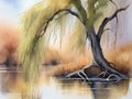 Whispering Willow Whispers in Watercolor Royalty Free Stock Photo