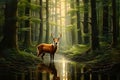 whispering woods a dense forest where foxes and deer communicate Royalty Free Stock Photo