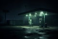 Whispers from an Abandoned Gas Station Under the Cloak of Night Royalty Free Stock Photo