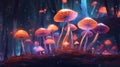 Whispers of Enigma: A Vivid Symphony of Purple and Gold in the Realm of Colorful Fungi