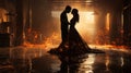 Whispers of Eternity: Silhouetted Waltz in a Deserted Hall