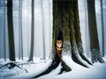 Whispers of the Forest: The Hidden Elegance of a Fox in the Ancient Trunk