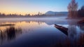 Whispers of the Mist, Discovering Serenity at the Pre-Dawn Lake. Generative AI Royalty Free Stock Photo