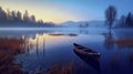 Whispers of the Mist, Discovering Serenity at the Pre-Dawn Lake. Generative AI Royalty Free Stock Photo