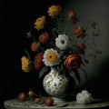 Whispers of Nature: Flowers in a White China Vase