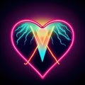 Whispers of passion. Exploring the boundless depths of devotion within the thunderstruck neon elixir. AI-generated