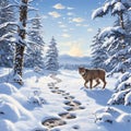 The Whispers of Snow: Tracing Winter Wildlife's Footprints Royalty Free Stock Photo