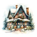 Whispers of Winter: A Cozy Cottage in Watercolor