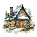 Whispers of Winter: A Cozy Cottage in Watercolor