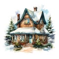 Whispers of Winter: A Cozy Cottage in Watercolor