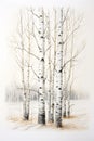 Whispers of Winter: A Graceful Study of Birch Trees in a Snowy F