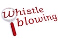 Whistle blowing with magnifying glass