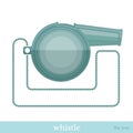 Whistle with chain flat icon