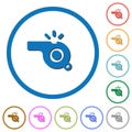 Whistle icons with shadows and outlines Royalty Free Stock Photo