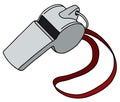 Whistle with a red cord