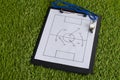 Whistle and soccer tactic diagram on paper Royalty Free Stock Photo